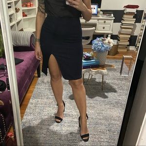 Navy side slit skirt